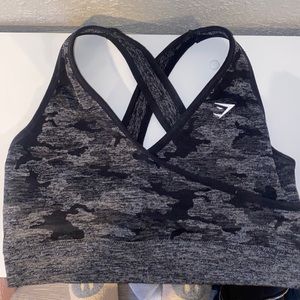 Gymshark Camo Seamless Sports Bra- Black- size Large